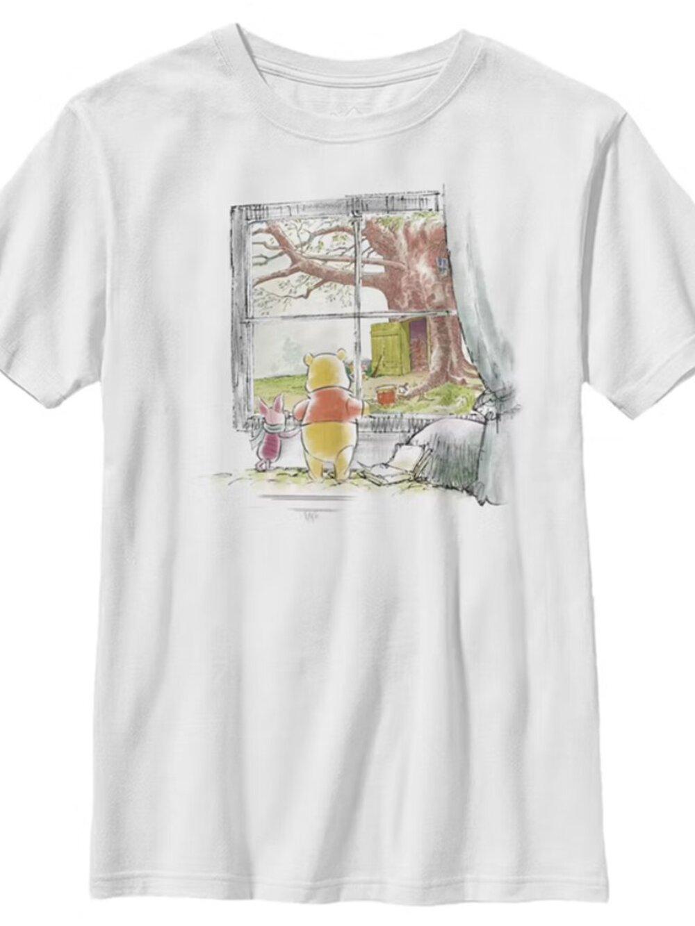 Boy's Winnie the Pooh Window Watching T-Shirt - White - X Large